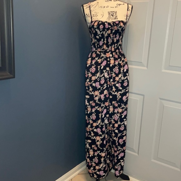 Band of Gypsies Pants - Band of Gypsies Smocked Floral Jumpsuit